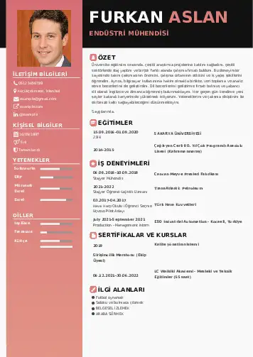 Endüstri Mühendisi CV Örnekleri cv indir